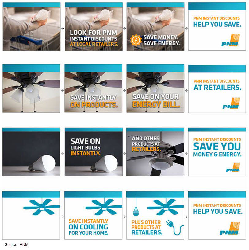 PNM smart home ads featuring various smart technologies and advertising instant discounts.