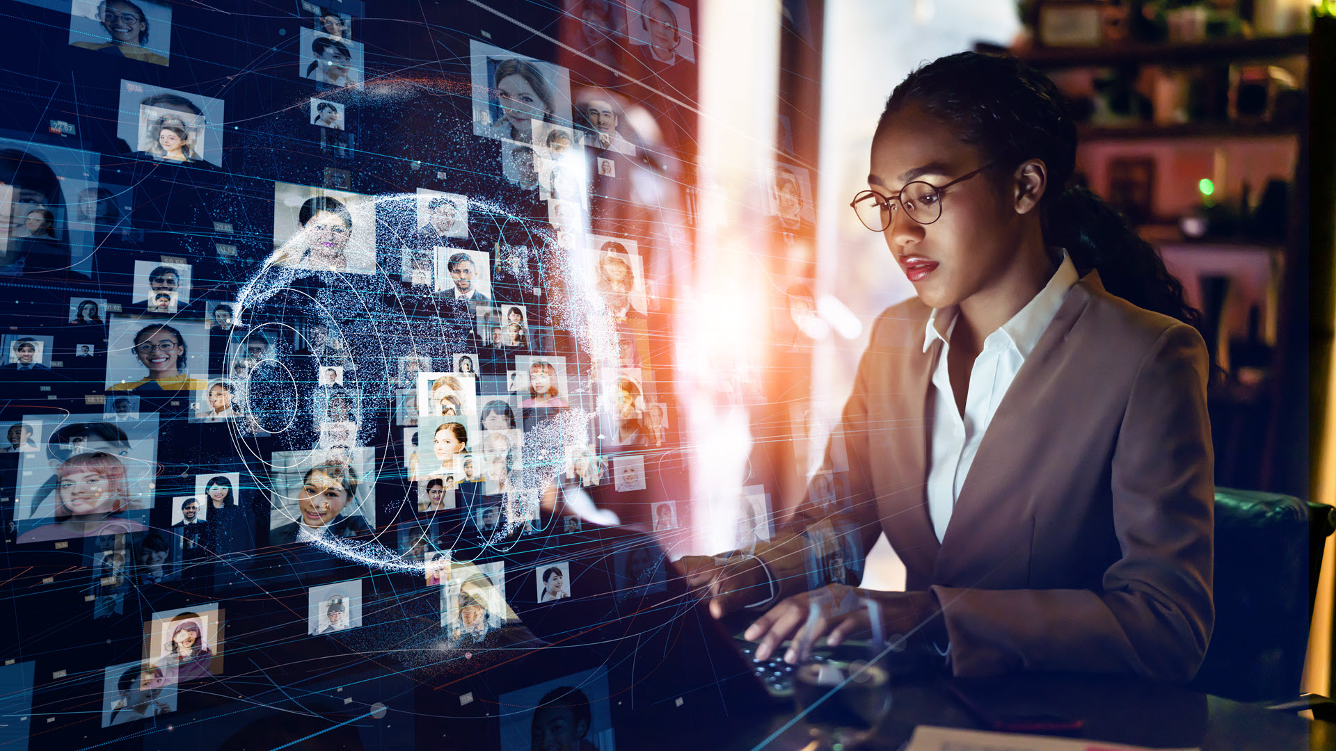 Stock image of woman looking at laptop
