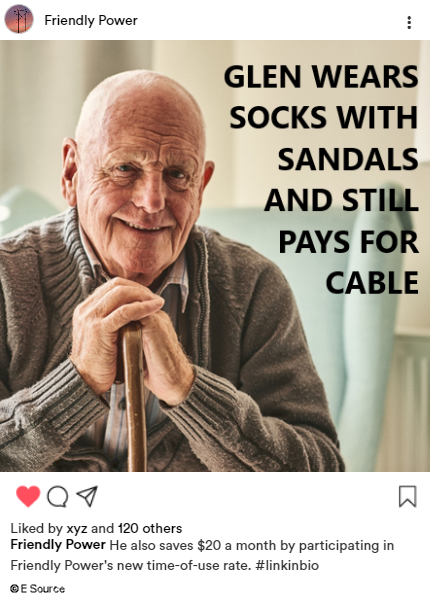 Old man laughing because he knows he is saving money using time-of-use rates