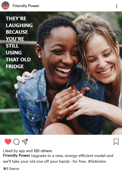Two women laughing because they encouraged each other to replace their refrigerators