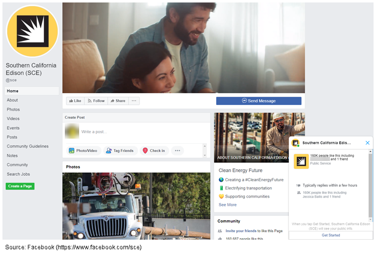 SCE chatbot on Facebook