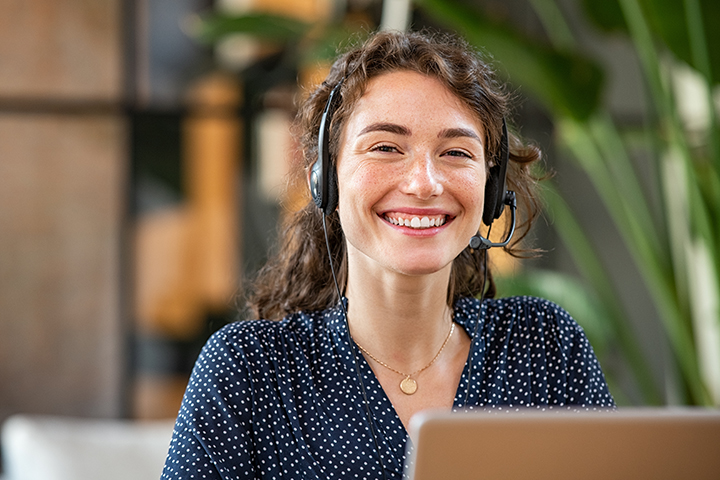 Smiling customer service agent