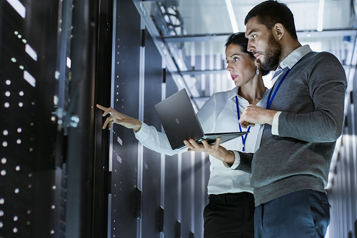 Workers at data center