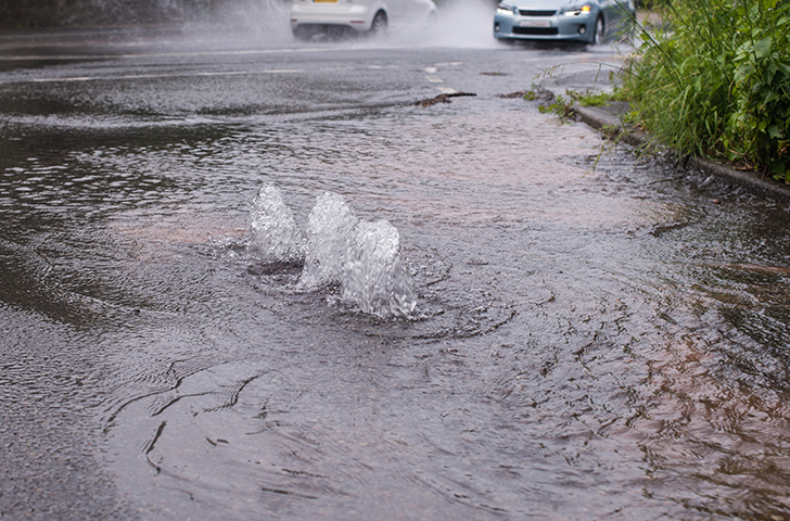 Water main leak on public road