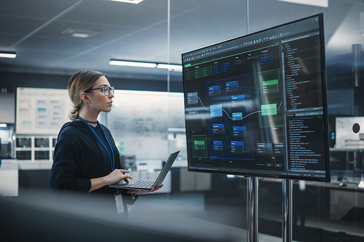 Person working on data servers